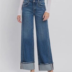 Vervet high rise cuffed panel baggy wide leg denim